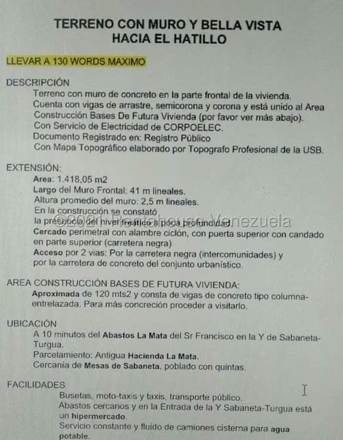Terreno (Finca) en Venta en Sabaneta, Distrito Metropolitano - 16