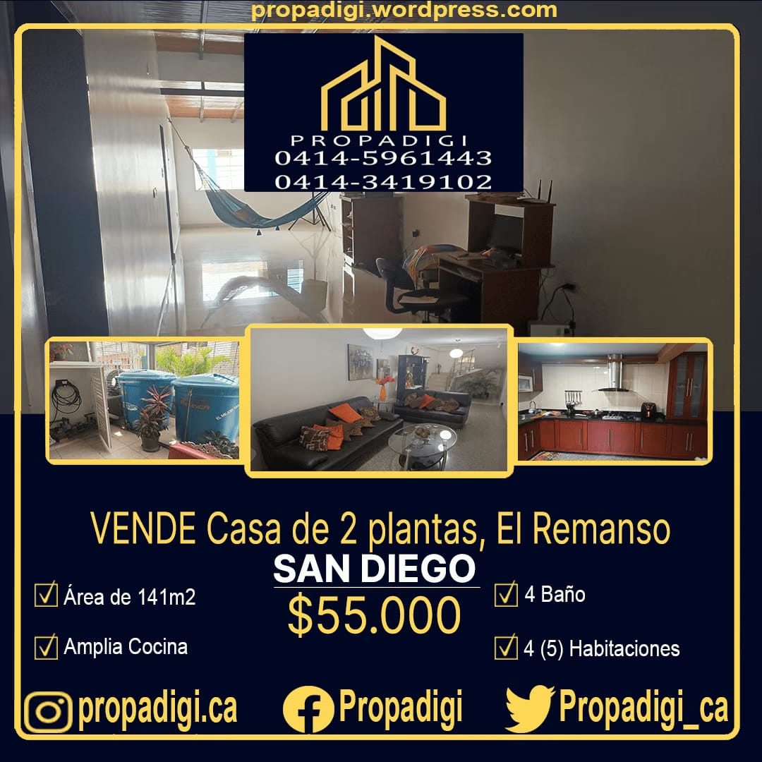 Casa de 2 plantas en El Remanso, San Diego, Carabo