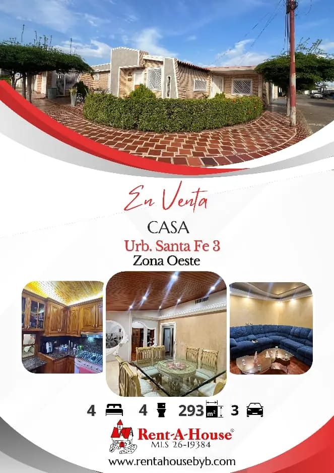 CASA EN VENTA. 🔴⚪ *RENTAHOUSE VENDE* 🏠 _*CASA*_ 📍 *URB SANTA FE 3*