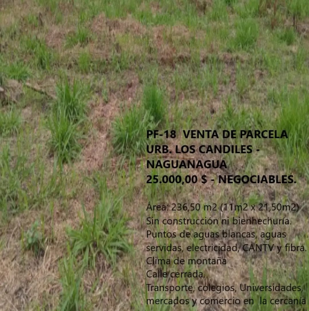 Vendo parcela residencial en Calle cerrada, clima de montaña, Urb Los Candiles